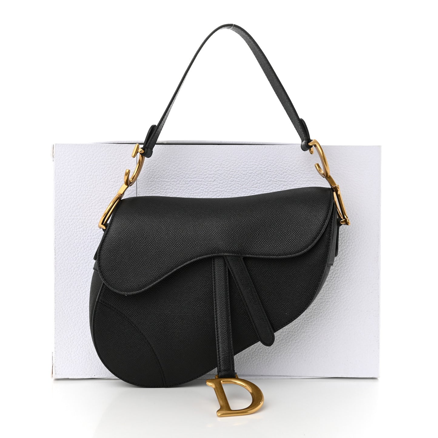 Grained Calfskin Saddle Bag Black