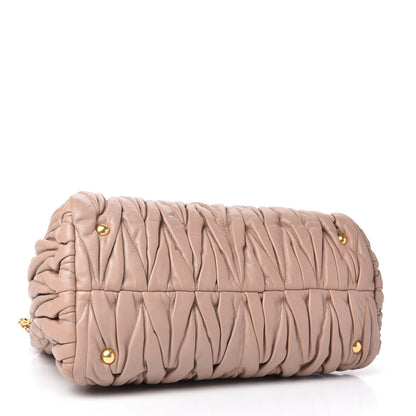 Miu Miu Nappa Matelasse Bauletto Top Handle Bowler Cammeo 4 of 10