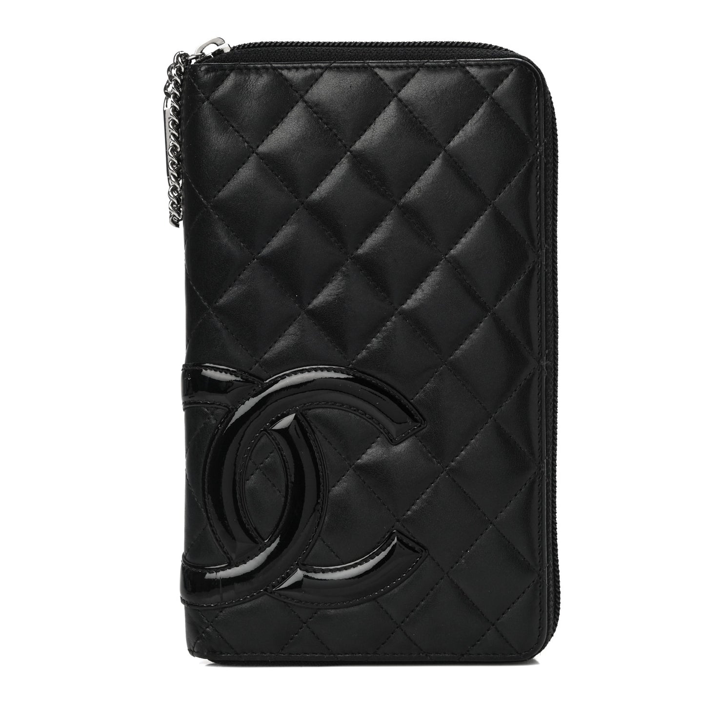 Calfskin Cambon Zip Around Organizer Wallet Black
