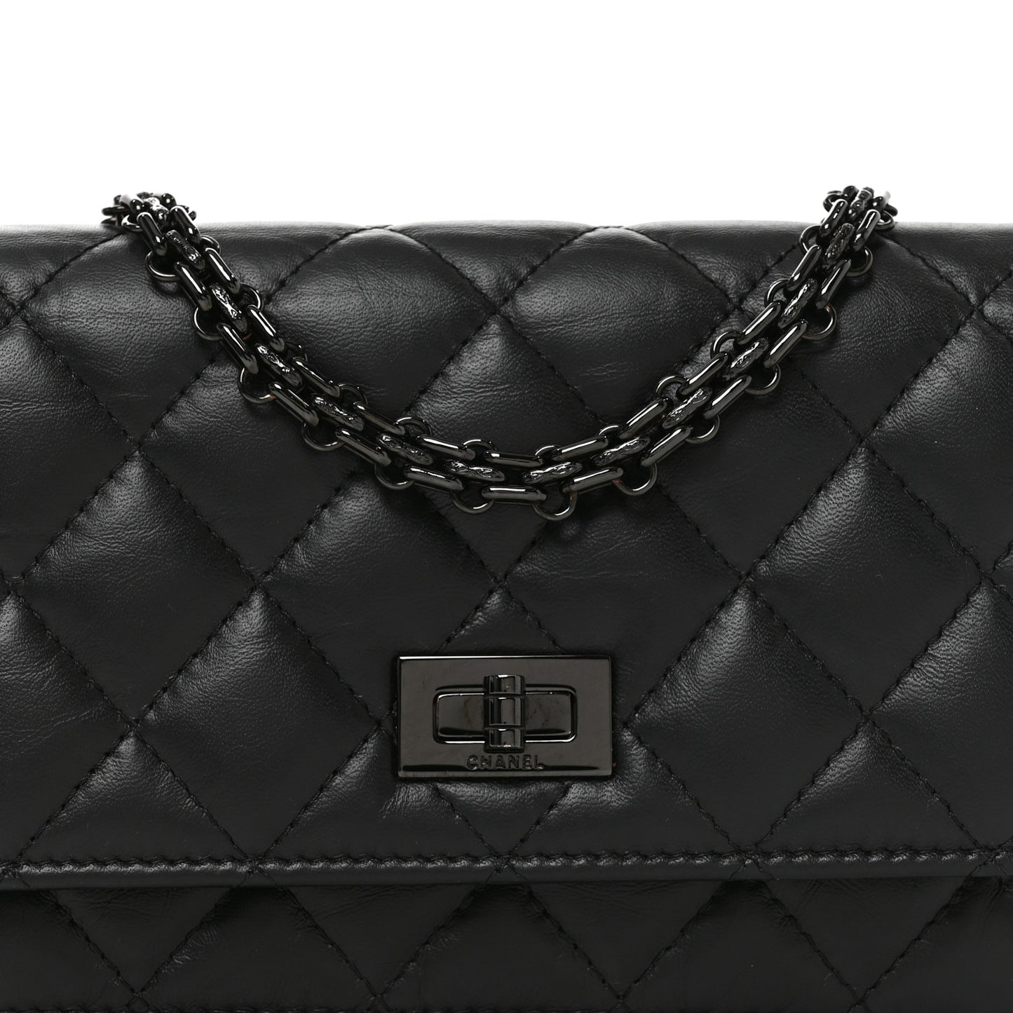 Aged Calfskin Quilted Mini Reissue Wallet On Chain WOC So Black