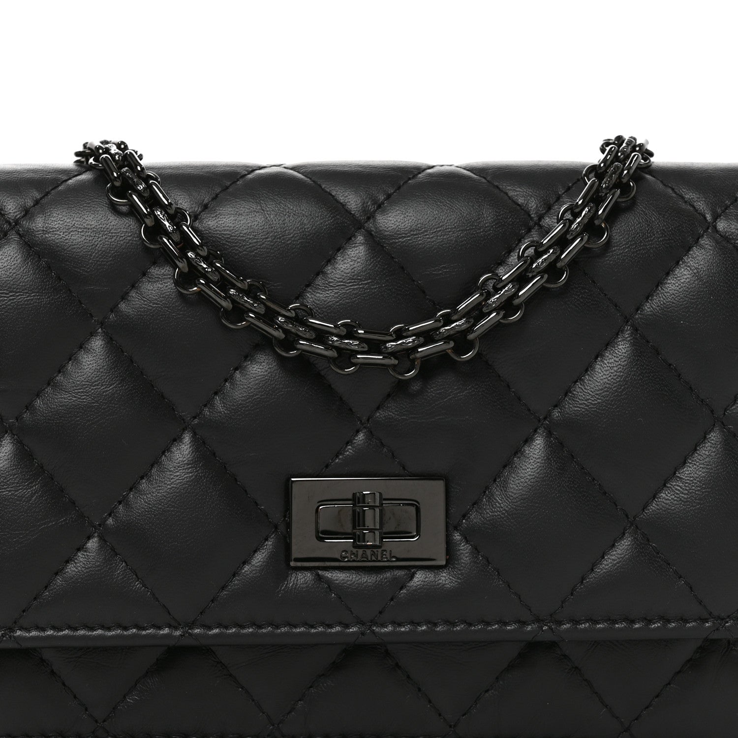 Chanel Aged Calfskin Quilted Mini Reissue Wallet On Chain WOC So Black 9 of 12