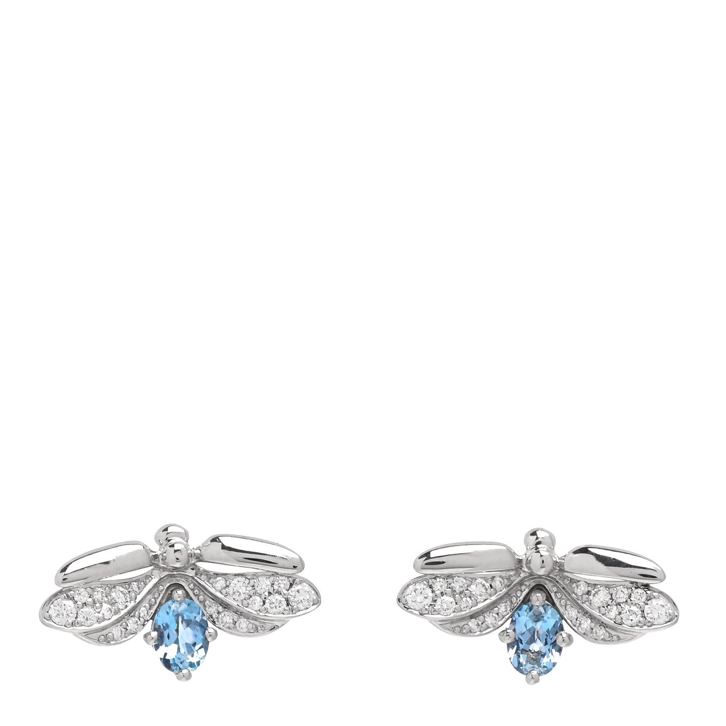 Platinum Diamond Aquamarine Paper Flowers Firefly Earrings