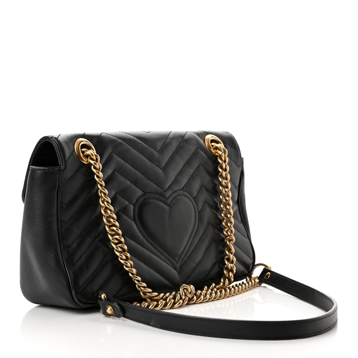 Calfskin Matelasse Small GG Marmont Shoulder Bag Black