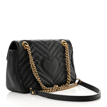 Gucci Calfskin Matelasse Small GG Marmont Shoulder Bag Black 3 of 10