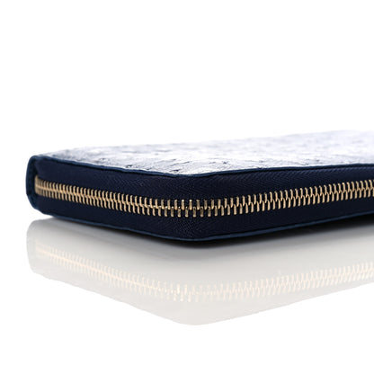 Gucci Ostrich Bamboo Zip Around Wallet Dark Blue 9 of 11