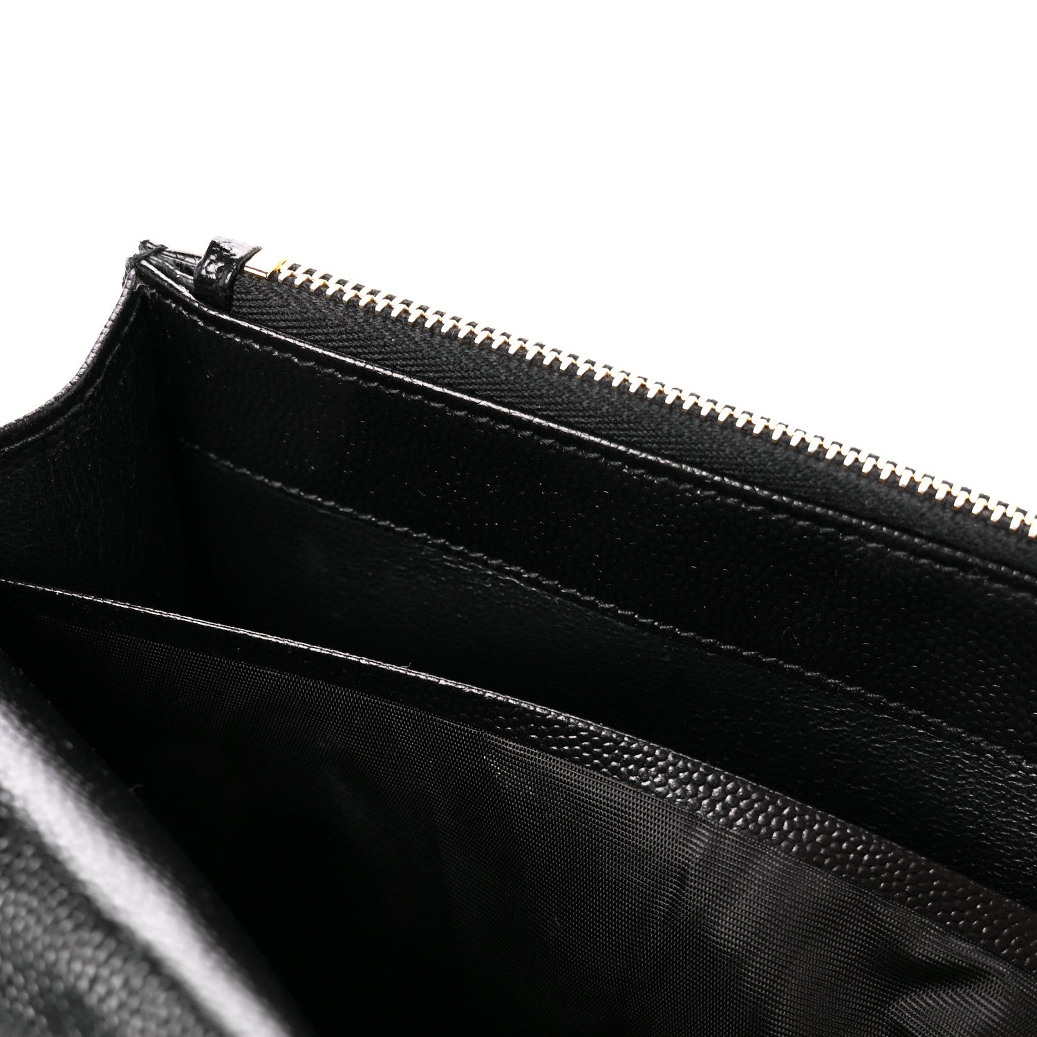 Saint Laurent Grain De Poudre Matelasse Chevron Monogram Envelope Chain Wallet Black 10 of 11