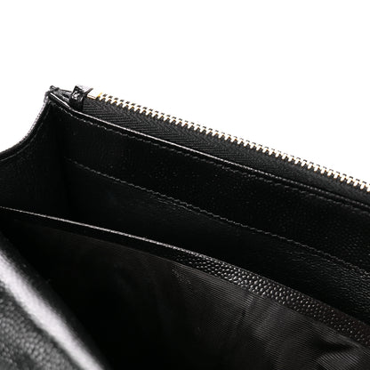 Saint Laurent Grain De Poudre Matelasse Chevron Monogram Envelope Chain Wallet Black 10 of 11