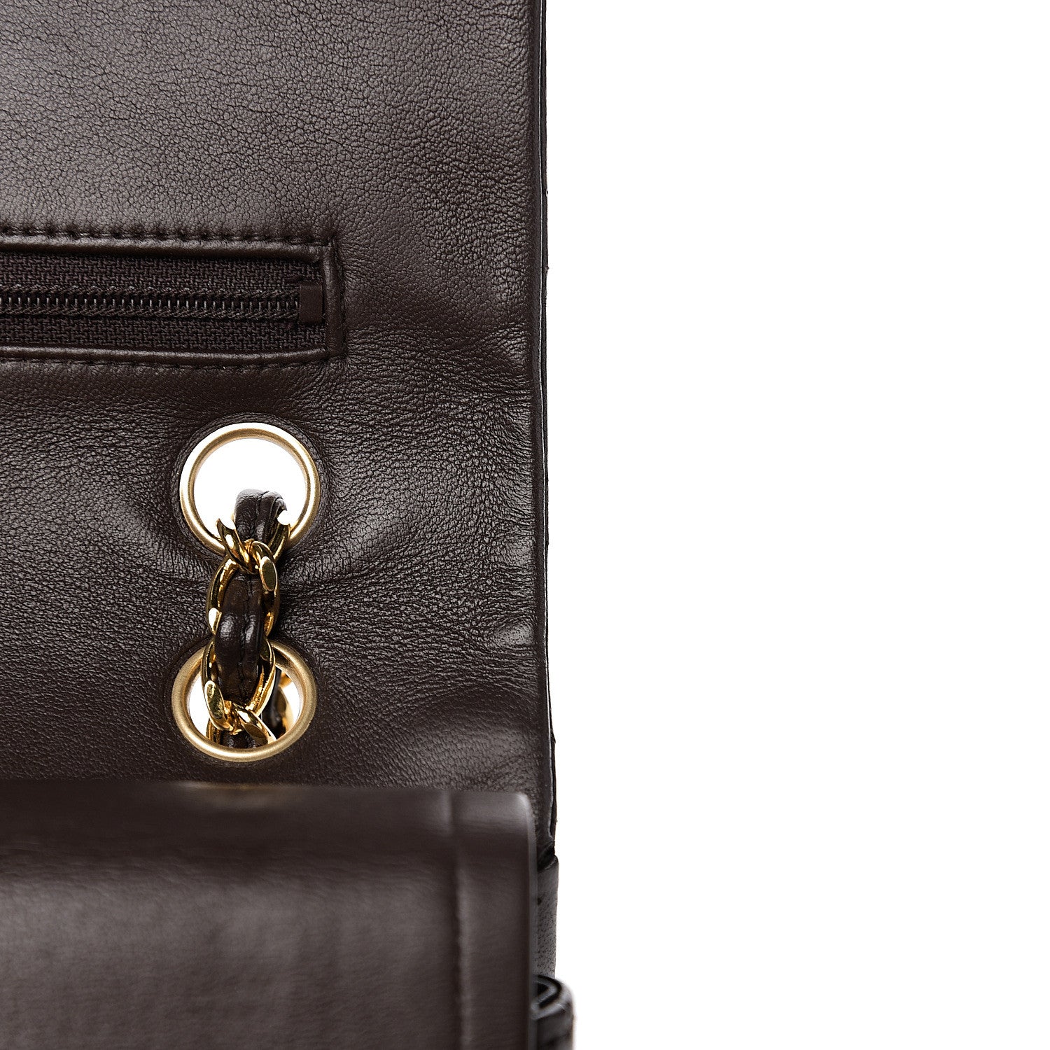 Chanel Lambskin Quilted Medium Double Flap Dark Brown 12 of 17