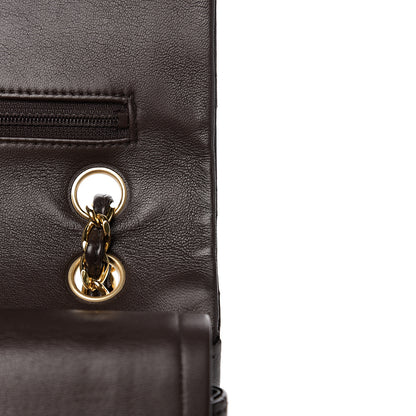 Chanel Lambskin Quilted Medium Double Flap Dark Brown 12 of 17