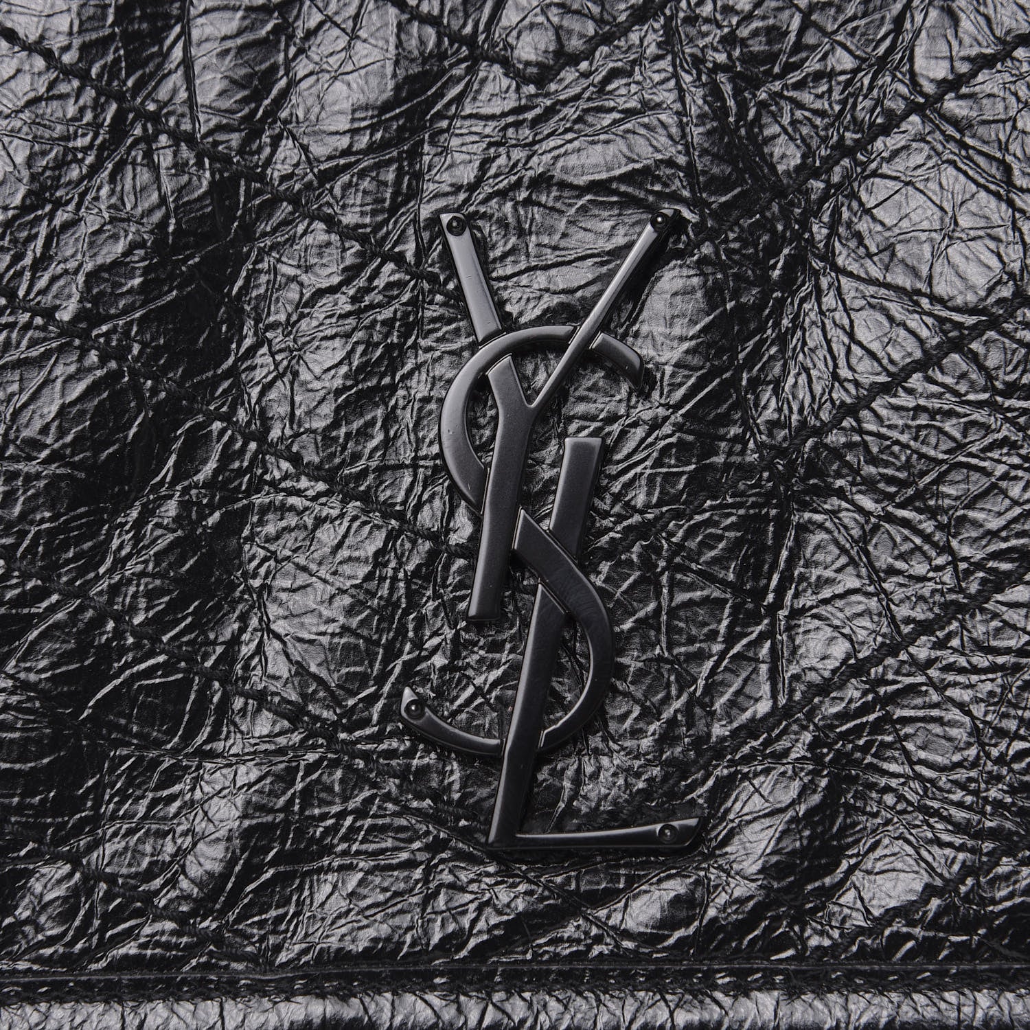 Saint Laurent Crinkled Calfskin Matelasse Monogram Medium Niki Chain Satchel Black 10 of 10