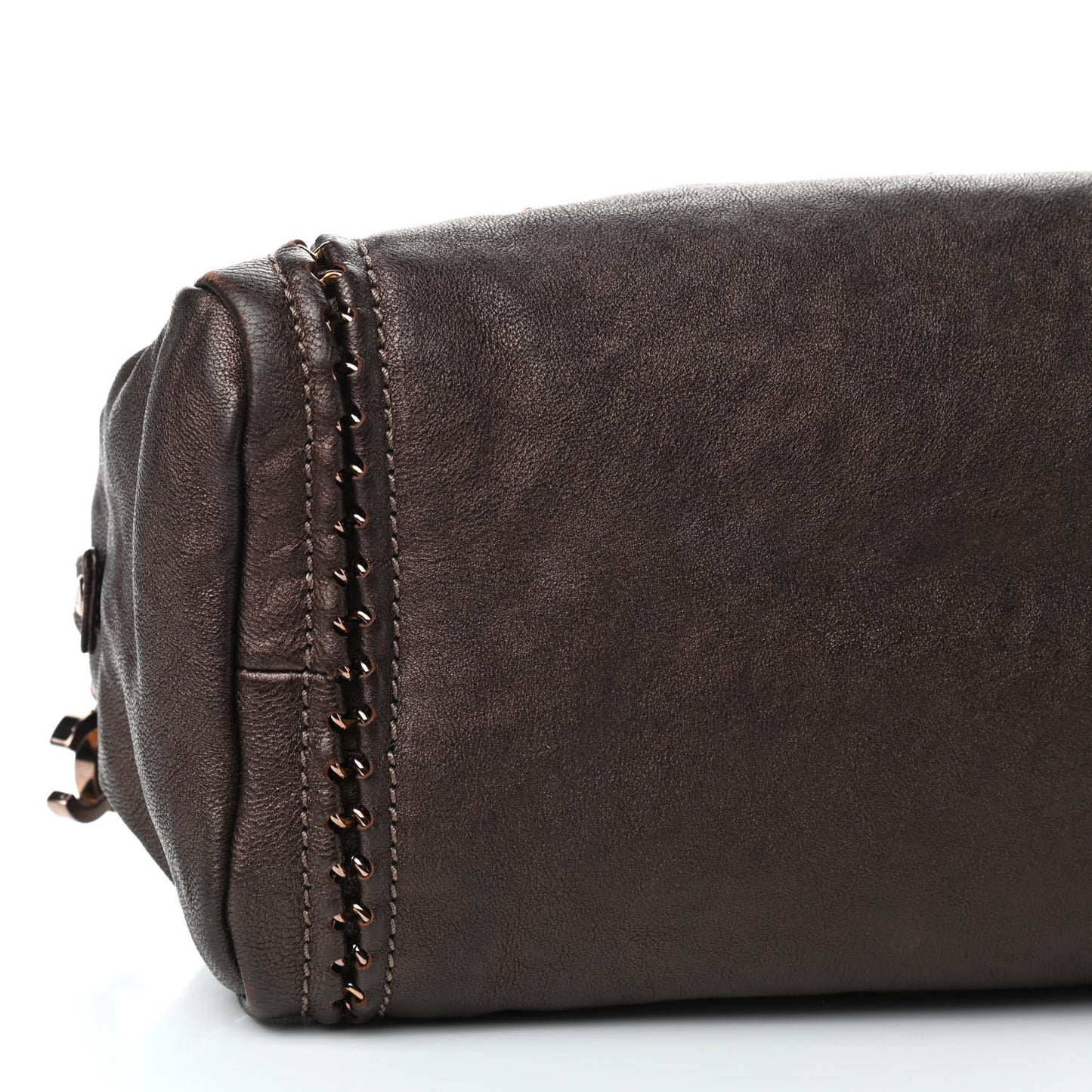 Metallic Goatskin Medium Luxe Ligne Bowler Bronze