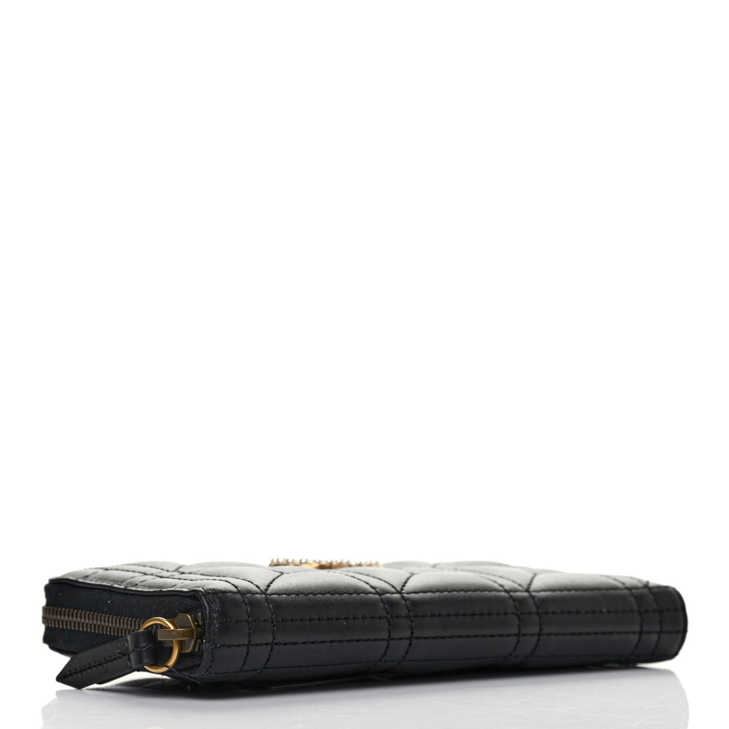 Calfskin Matelasse Pearly GG Marmont Zip Around Wallet Black