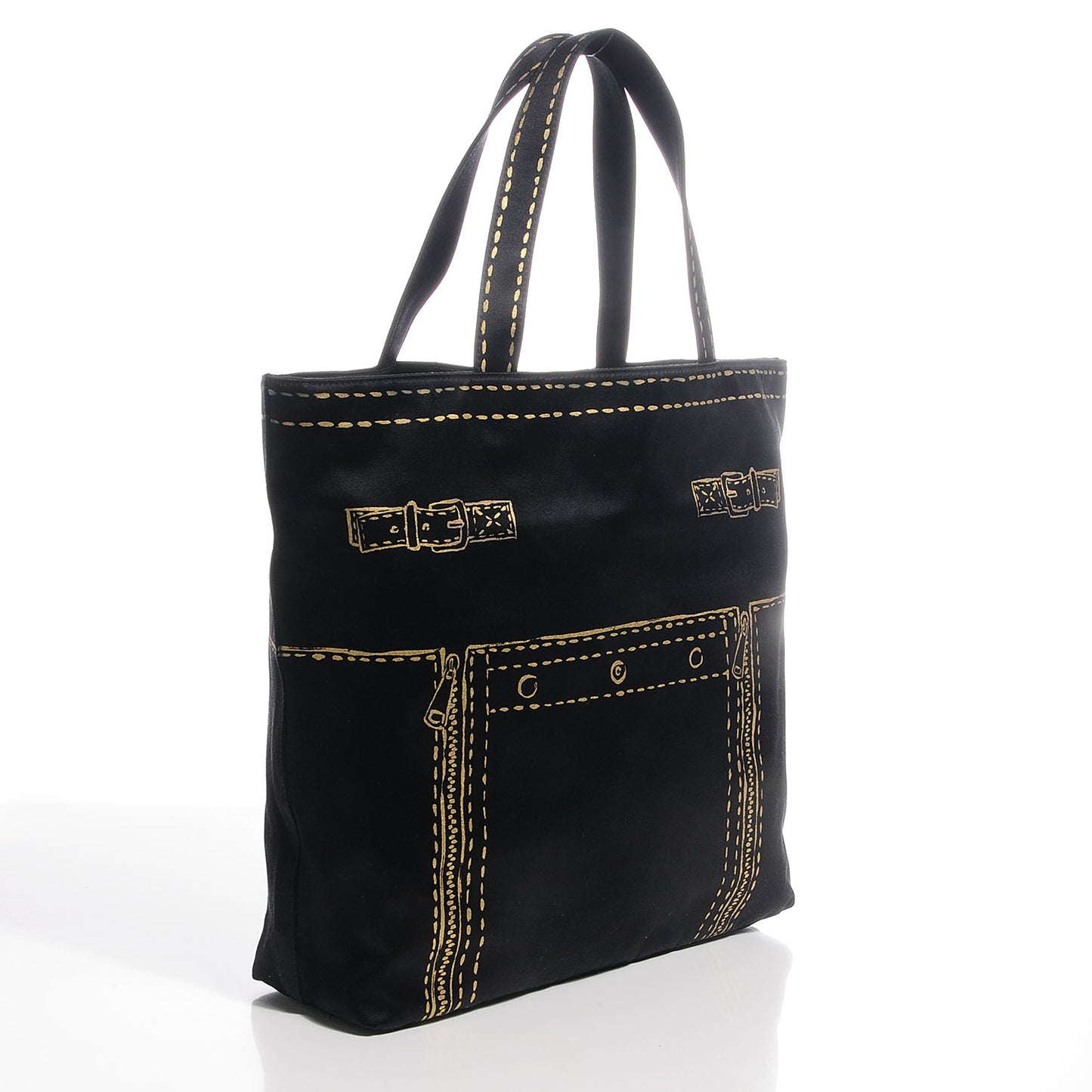 Satin Signature Tote Black
