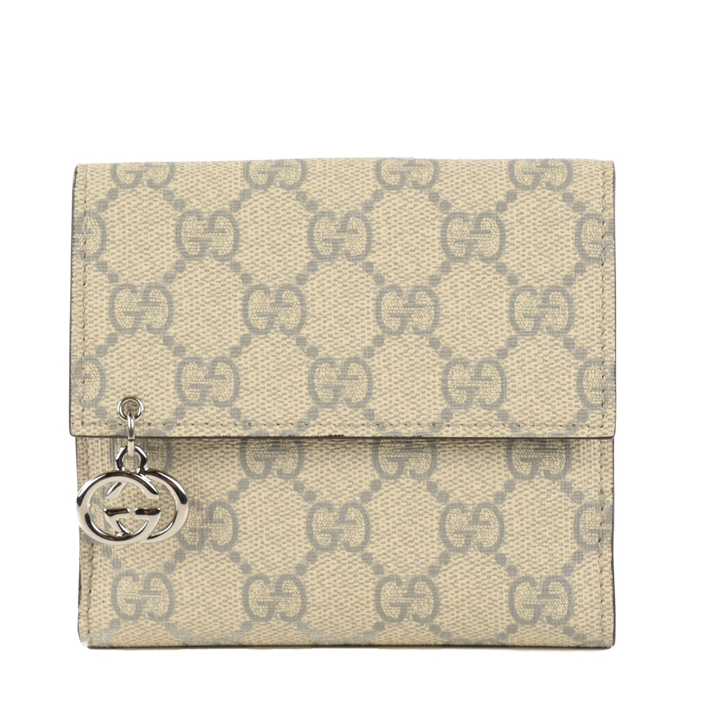 GG Supreme Monogram GG Pierce French Flap Wallet Ecru Grigio