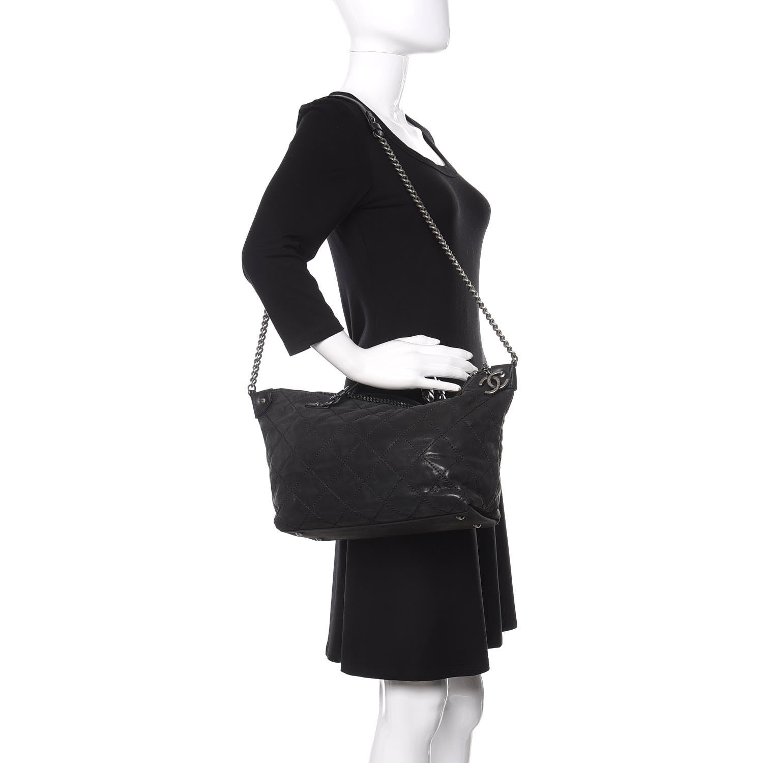 Chanel Iridescent Calfskin Quilted Coco Daily Shoulder Bag Black 2 of 11