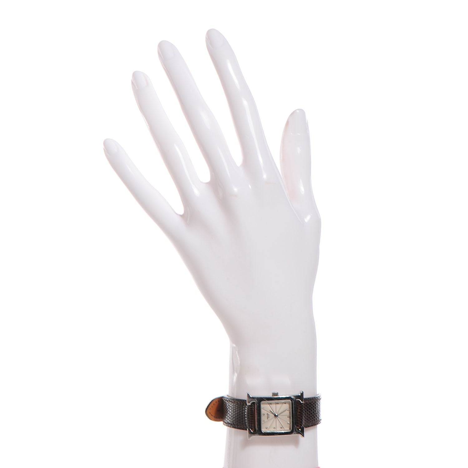 Hermes Stainless Steel Lizard 21mm Heure H Hour Quartz Watch Havane 2 of 6