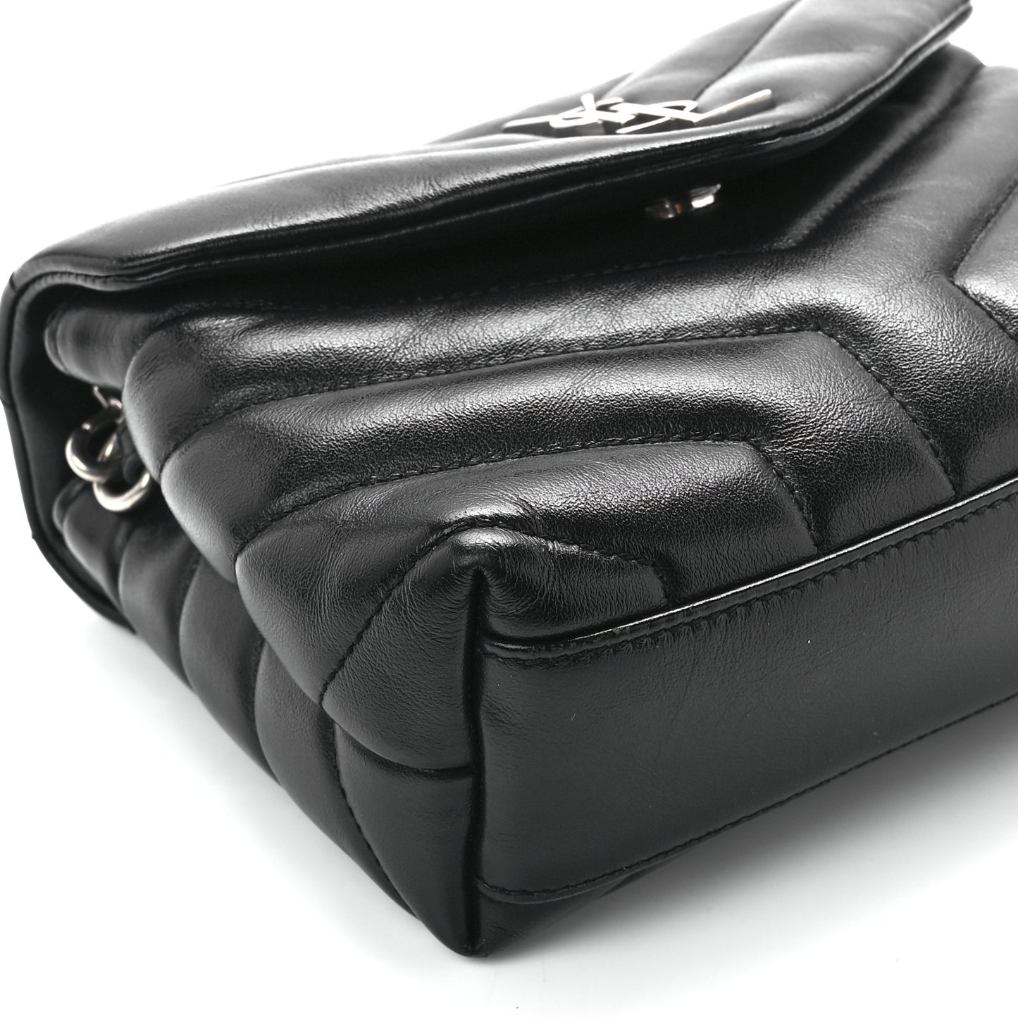 Calfskin Y Quilted Monogram Toy Loulou Crossbody Bag Black