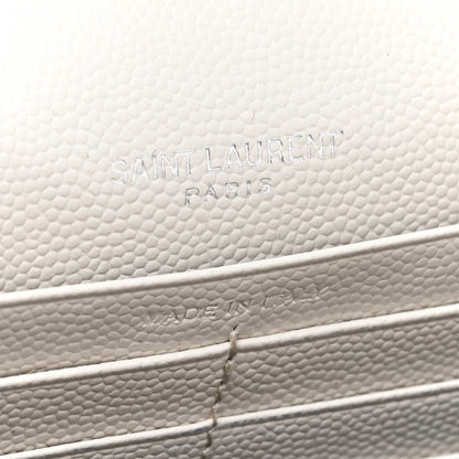 Saint Laurent Grain De Poudre Matelasse Chevron Monogram Chain Wallet Optical White 7 of 16