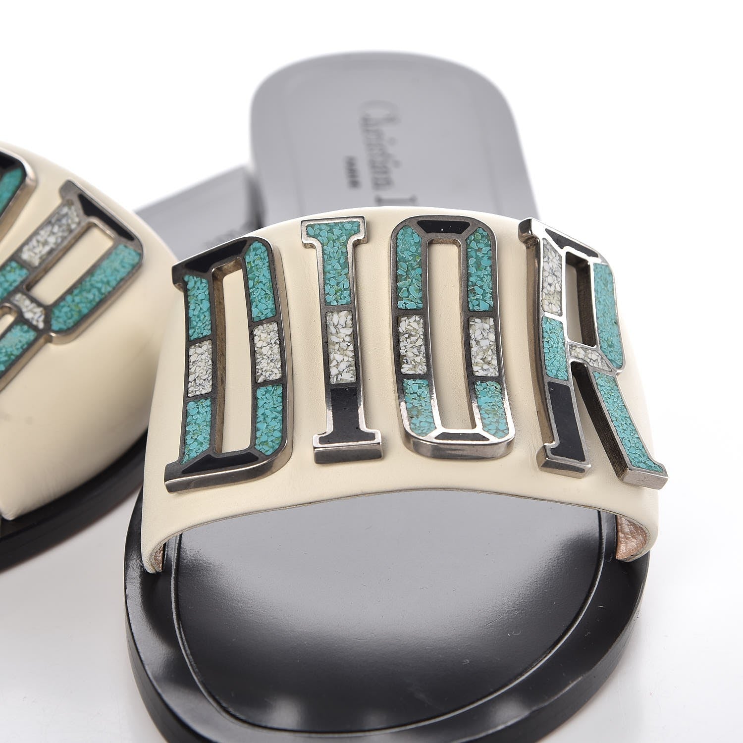 Christian Dior Calfskin Dio(r)evolution 10mm Slide Sandals 38.5 Off White 10 of 11