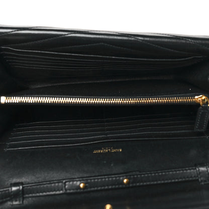 Saint Laurent Lambskin Matelasse Chevron Monogram Sulpice Chain Wallet Black 5 of 13