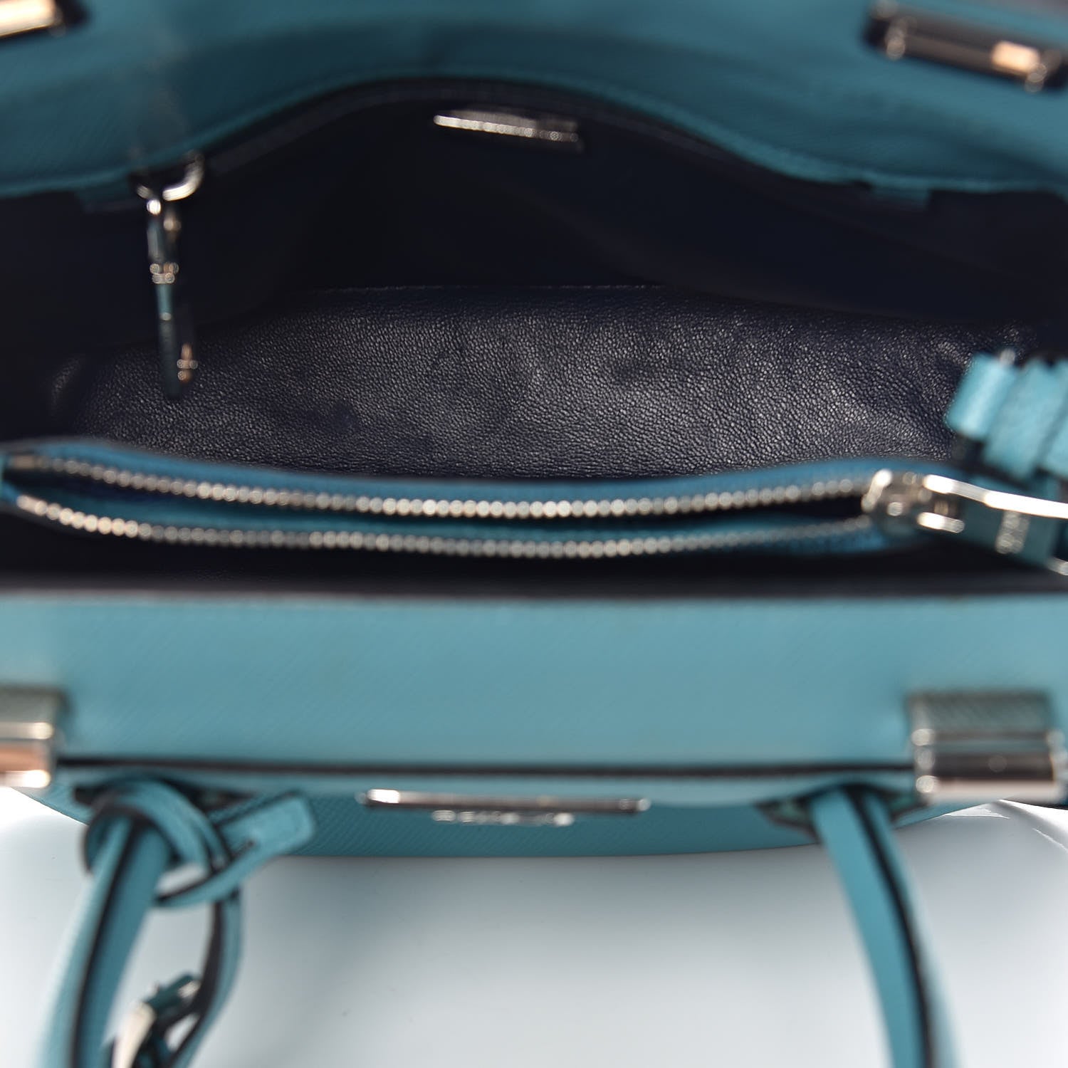 Prada Saffiano Cuir Small Twin Tote Turchese 5 of 9