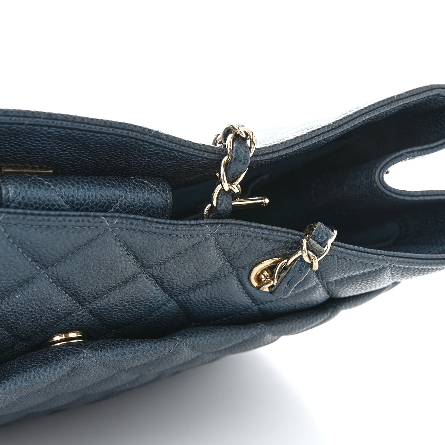 Caviar Quilted Large CC Shopping Tote Navy