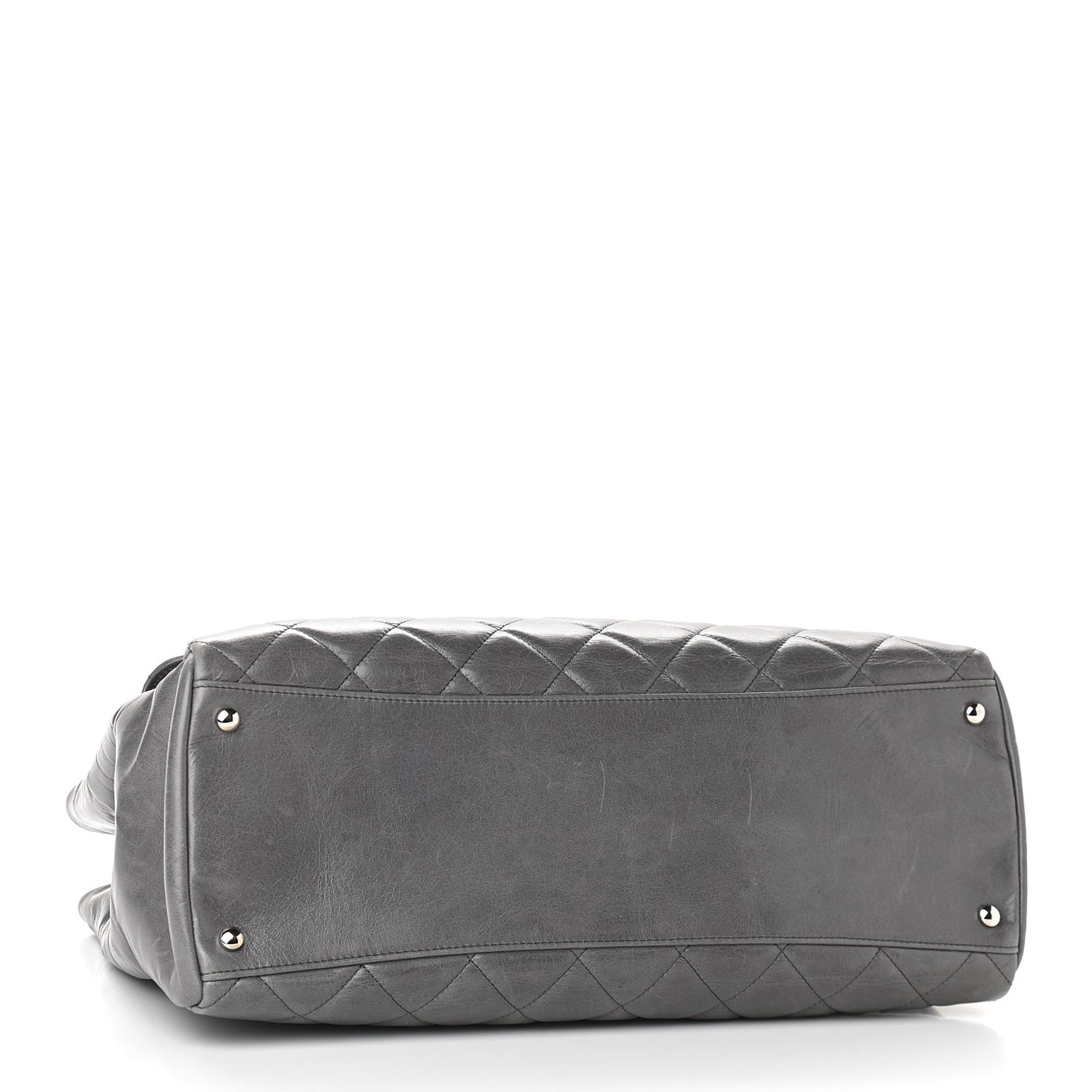 Glazed Calfskin Quilted Large CC Delivery Tote Grey