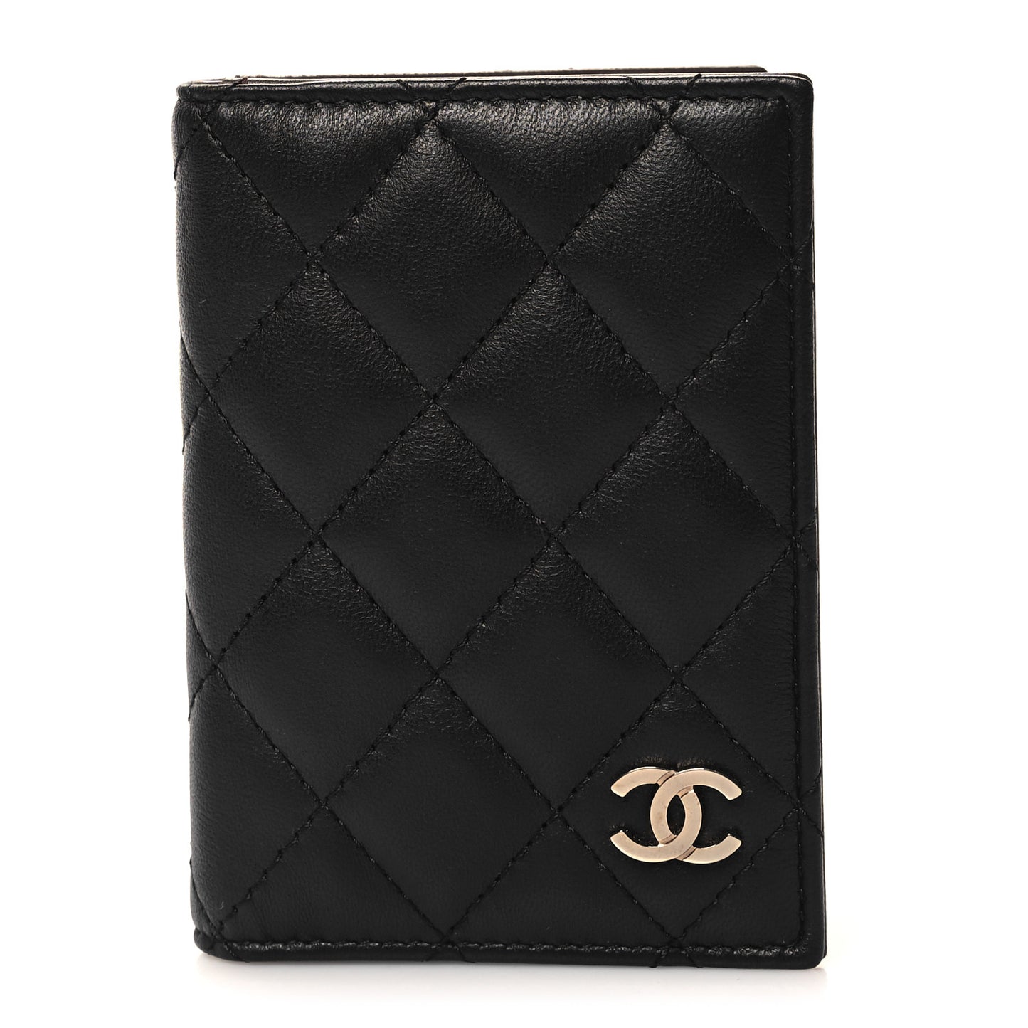 Lambskin Quilted Card Holder Wallet Black