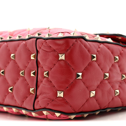 Valentino Garavani Nappa Lettering Print Medium Rockstud Spike Shoulder Bag Red Pink 10 of 13