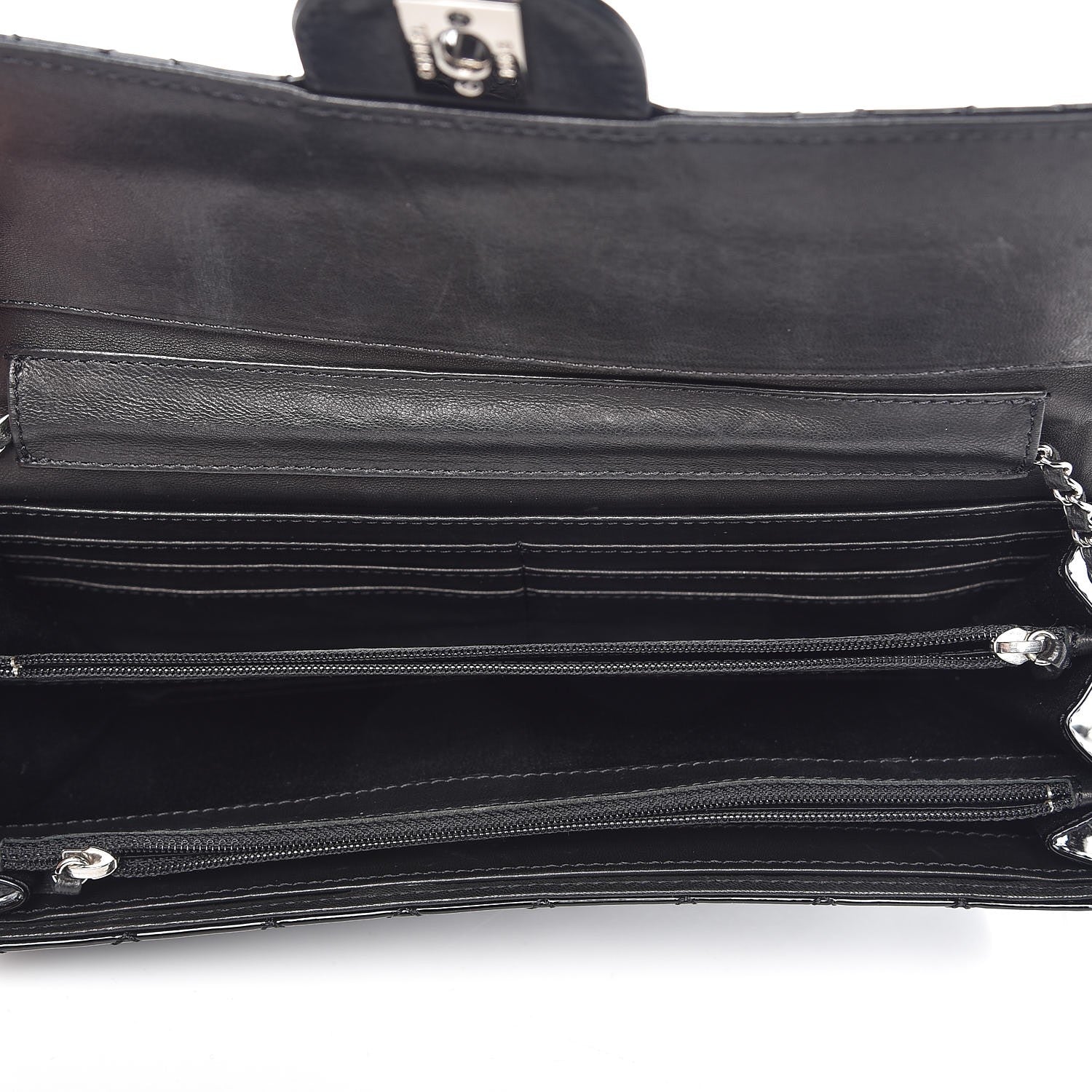 Chanel Patent Calfskin Quilted East West Flap Clutch Black 5 of 8