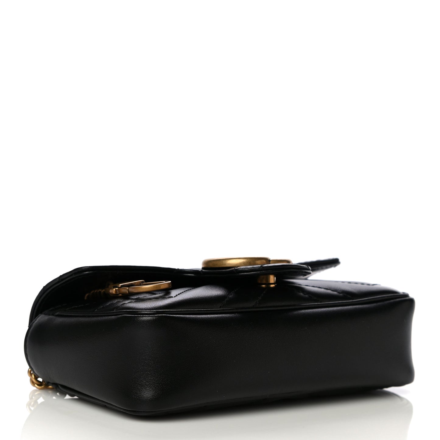 Calfskin Matelasse Super Mini GG Marmont Shoulder Bag Black