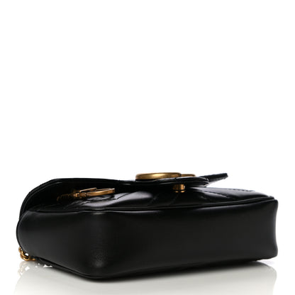 Gucci Calfskin Matelasse Super Mini GG Marmont Shoulder Bag Black 3 of 13