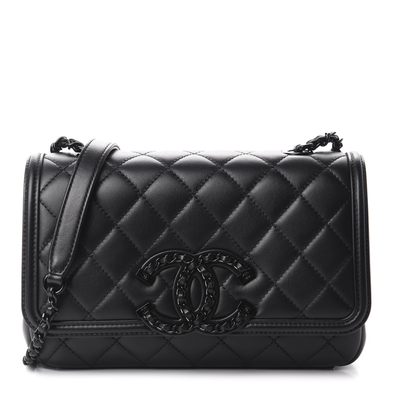 Chanel Lambskin Quilted Small CC Filigree Flap Black 1 of 11