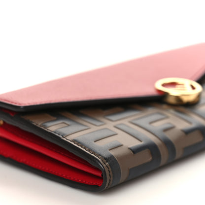 Fendi Vitello Cruise F is Fendi Bi-Color FF 1974 Embossed Continental Envelope Wallet On Chain Maya Black Fragola 6 of 8