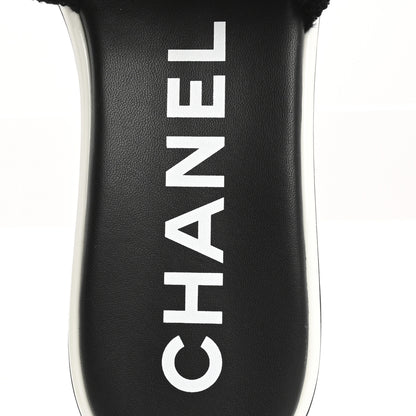 Chanel Cotton Logo Mule Sandals 39.5 Black White 7 of 15