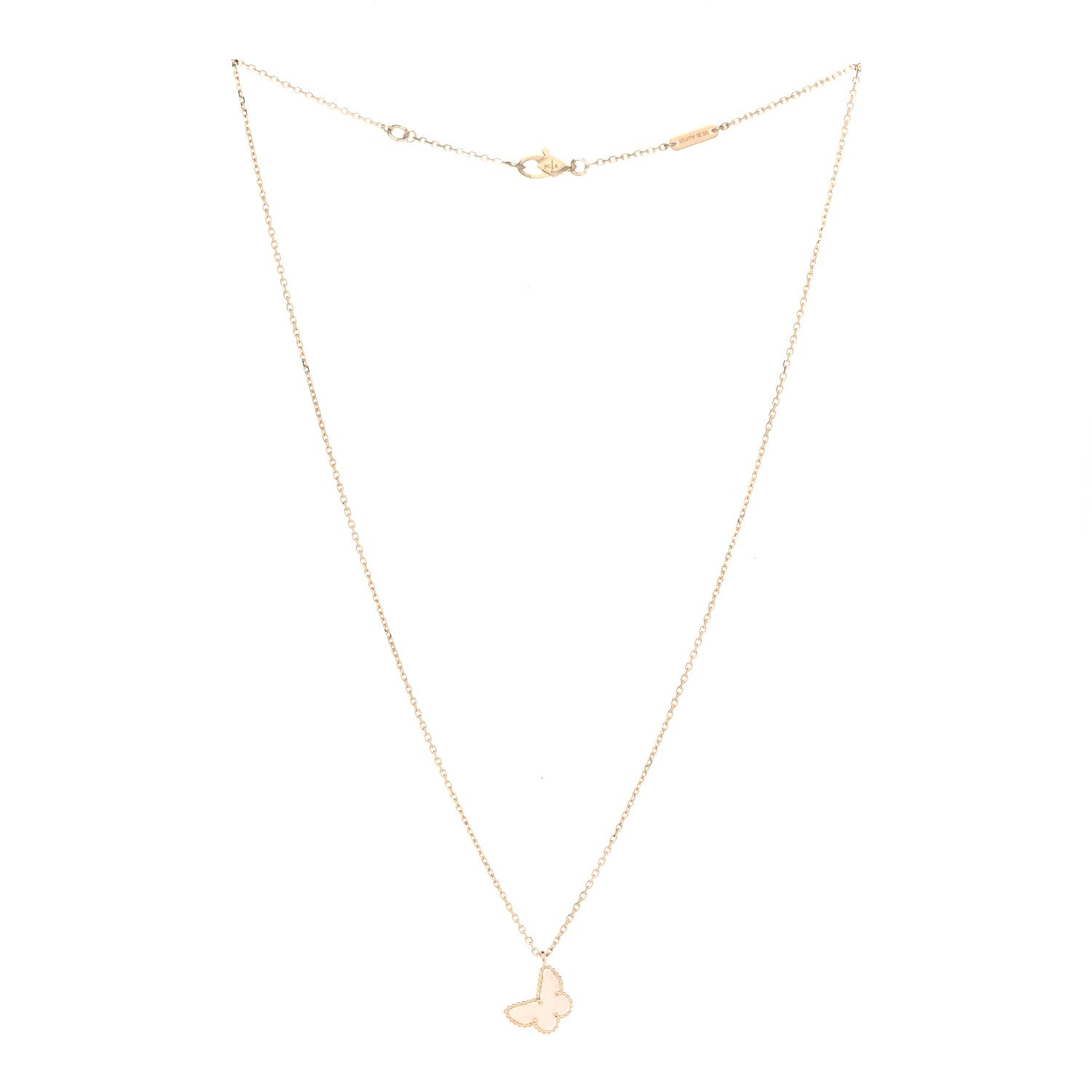 Van Cleef & Arpels 18K Yellow Gold Mother of Pearl Sweet Alhambra Butterfly Pendant Necklace 2 of 7