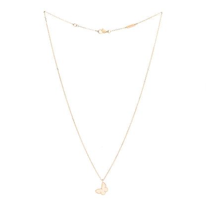 Van Cleef & Arpels 18K Yellow Gold Mother of Pearl Sweet Alhambra Butterfly Pendant Necklace 2 of 7