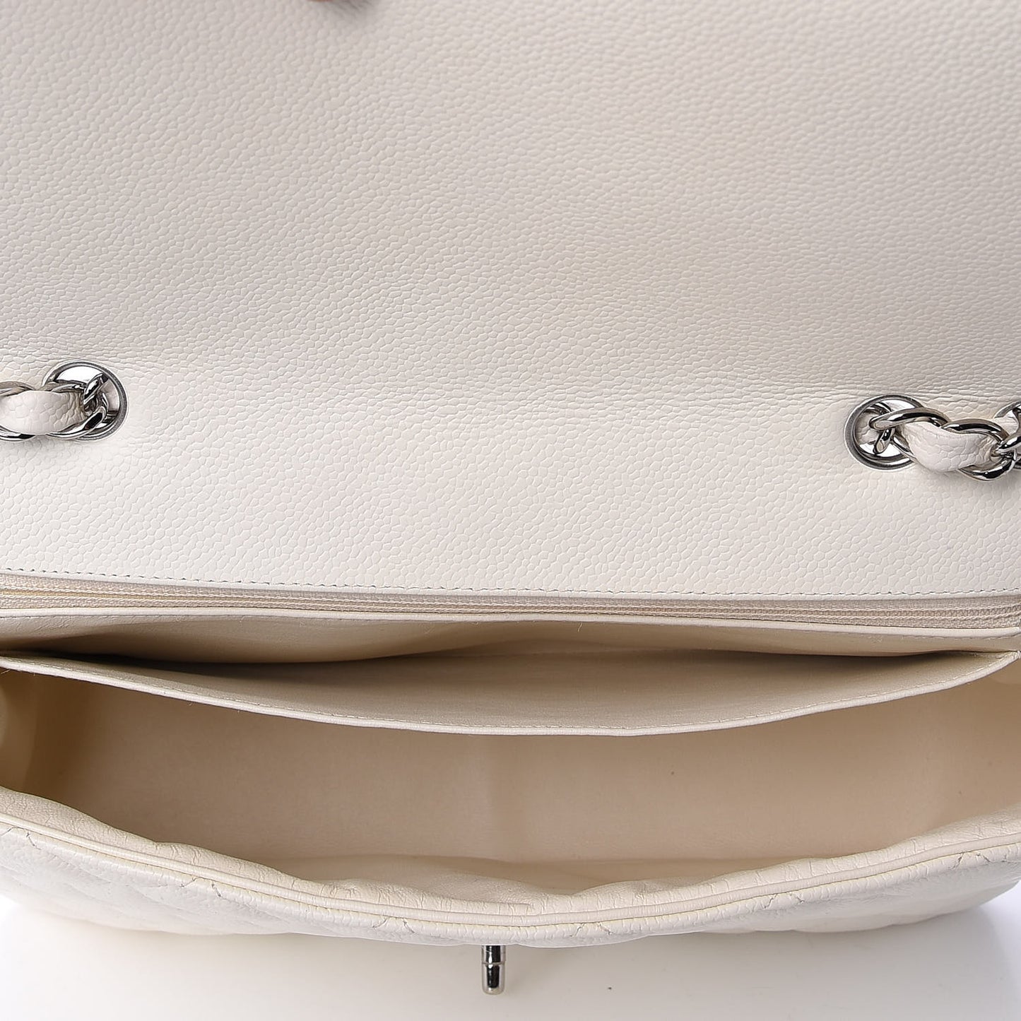 Caviar Quilted Jumbo Single Flap White
