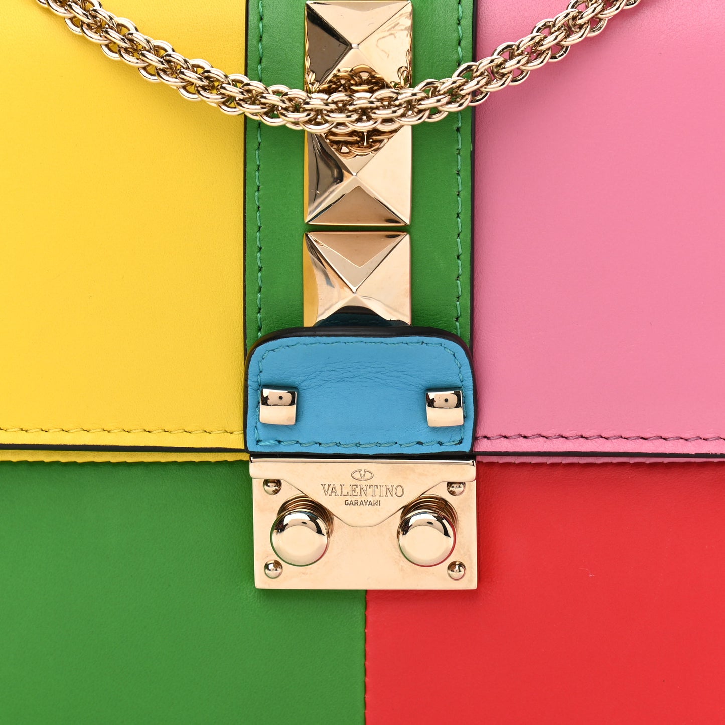 Vitello Small Glam Lock Rockstud Flap Multicolor