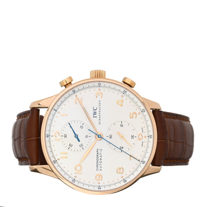 IWC 18K Rose Gold Alligator 41mm Portugieser Chronograph Automatic Watch White IW371402 2 of 4