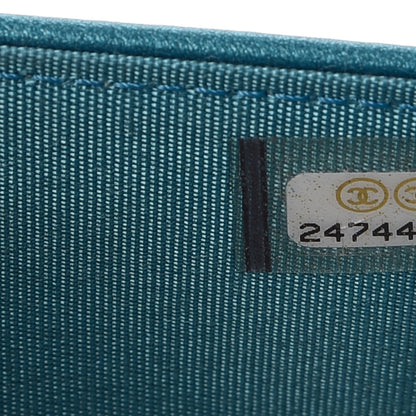Chanel Metallic Caviar Quilted Boy Wallet On Chain WOC Turquoise 7 of 8