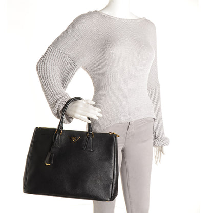 Prada Saffiano Lux Large Double Zip Tote Nero Black 2 of 12