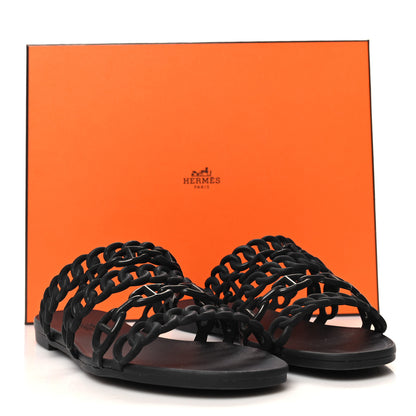 Hermes Rubber Chaine d'Ancre Rivage Sandals 36 Black 8 of 8