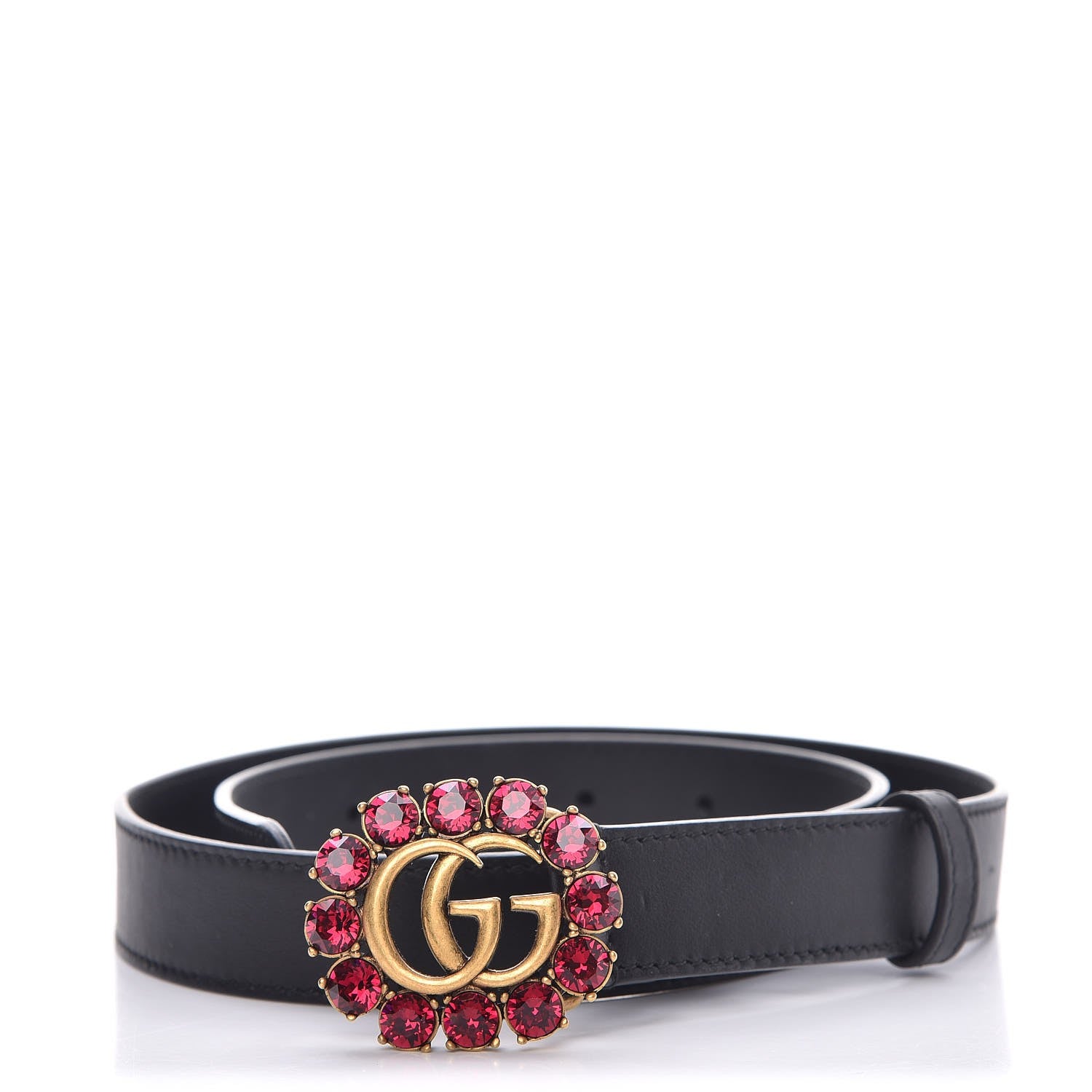 Gucci Calfskin Crystal Double G 30mm Belt 75 30 Black 1 of 6