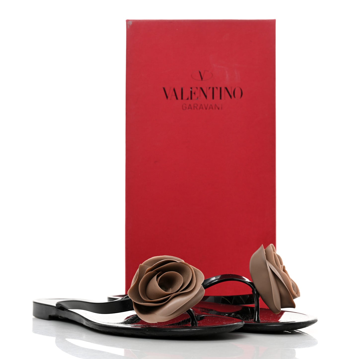 PVC Jelly Rose Thong Sandals 41 Black Beige