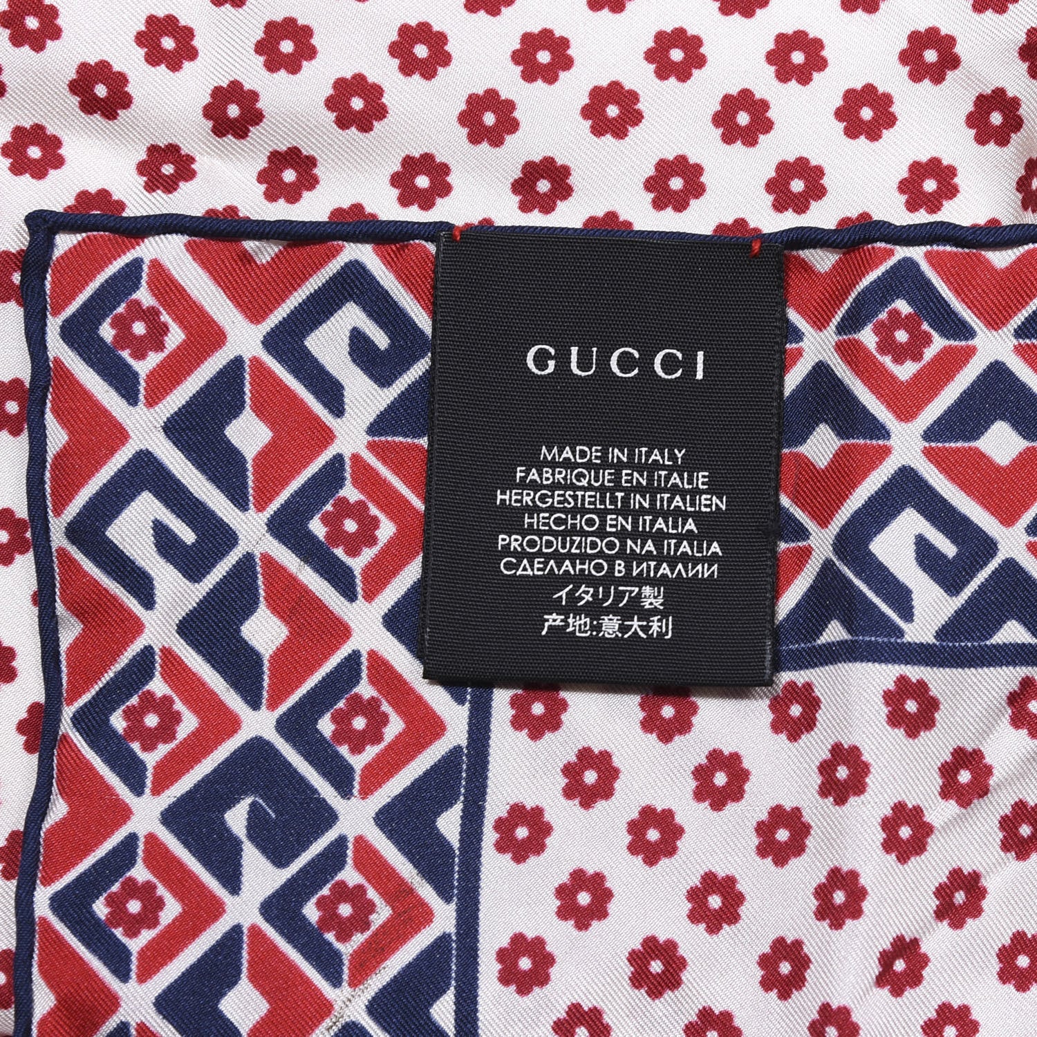 Gucci Silk Twill Plainmetric Square Scarf Ivory Blue 3 of 4