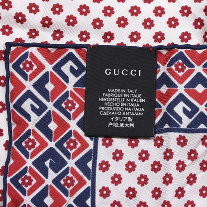 Gucci Silk Twill Plainmetric Square Scarf Ivory Blue 3 of 4