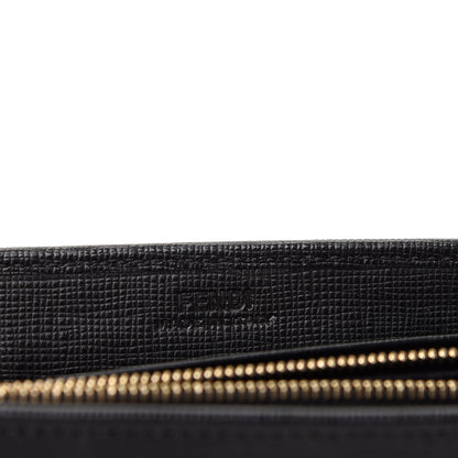 Fendi Vitello Elite Flamingo 2Jours Continental Wallet Black 6 of 6