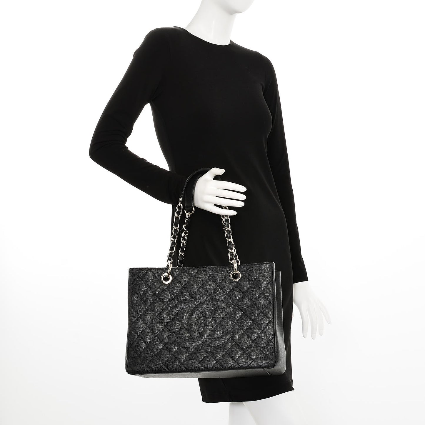 Caviar Quilted Grand Shopping Tote GST Black