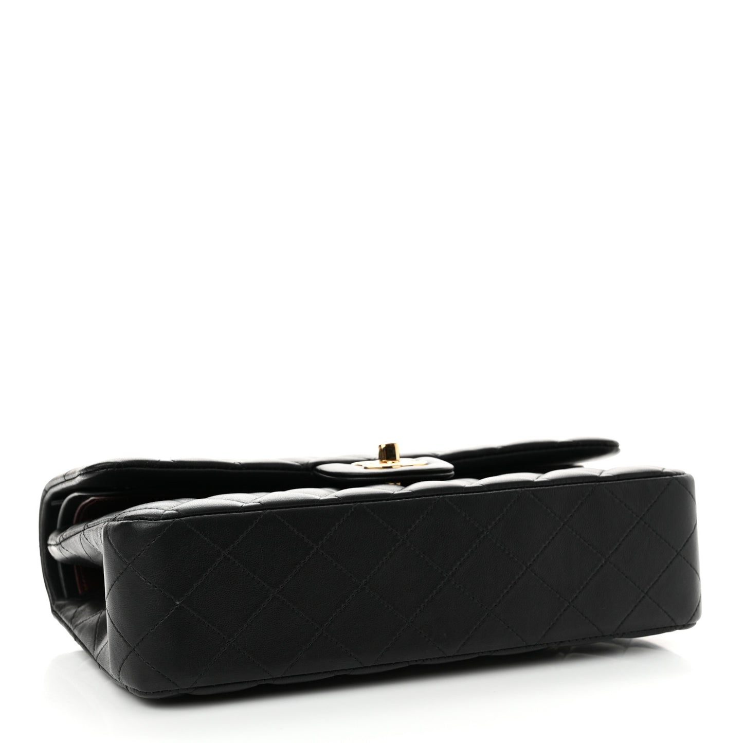 Lambskin Quilted Medium Double Flap Black